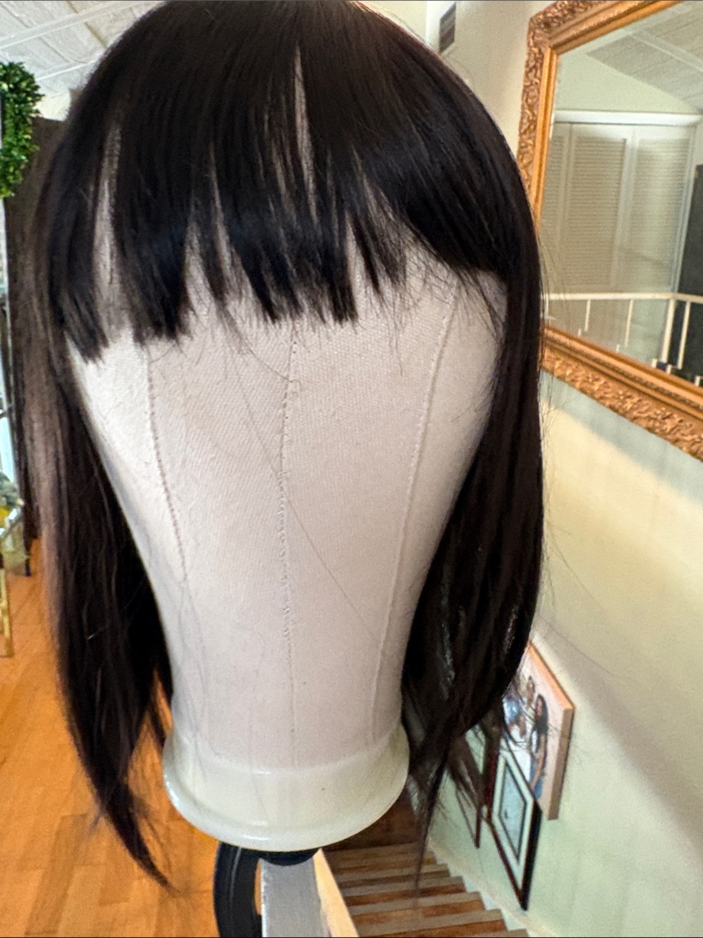NWT HUMAN HAIR, 16 inch TOPPER Wig with Bangs -Hair Piece